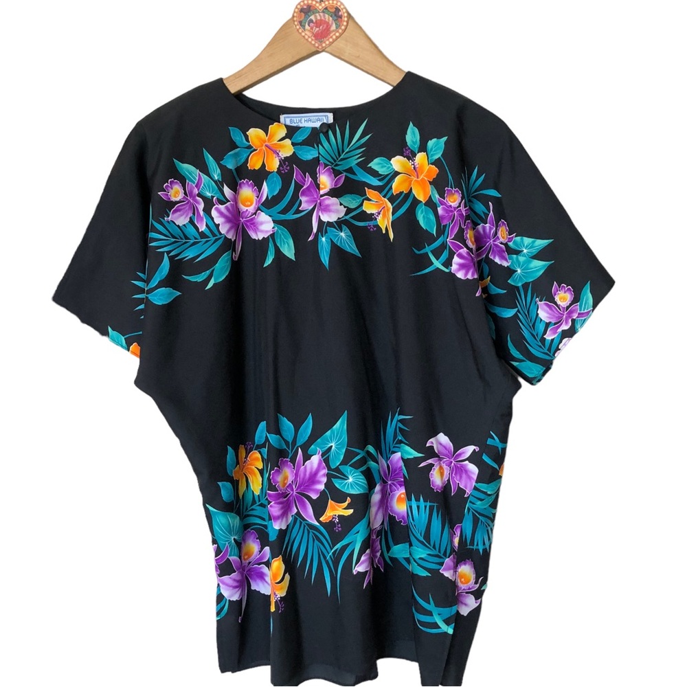 Vintage Blue Hawaii Sportswear Tropical print Top Honolulu L